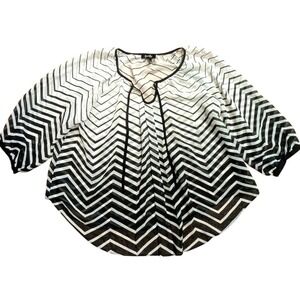 By‎ & By Shirt Womens L Large Black White Chevron Career Top Blouse NEW NWT